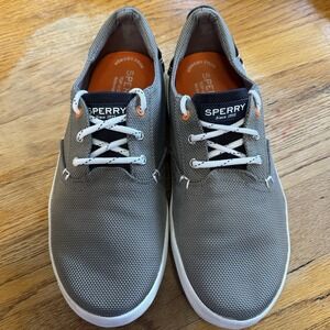 Sperry Top-Sider Bodie Boys Shoes Gray White Navy Boat Sneakers‎ Size 5 Youth